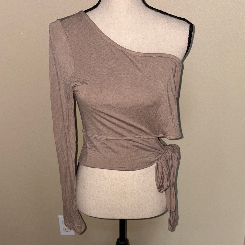 Elegant One-Shoulder Tan Top